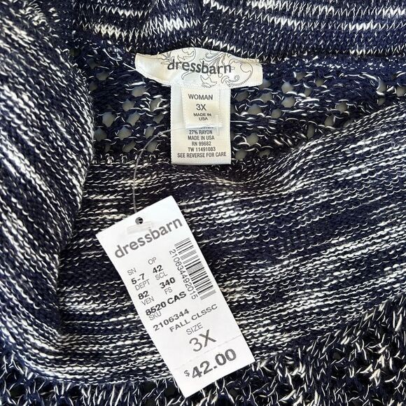 GORGEOUS soft Dress Barn open weave navy and white sleeveless sweater NWT! - Picture 4 of 4